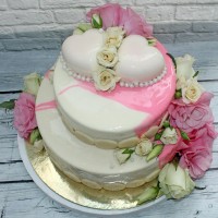 Свадебный торт "Два сердца"